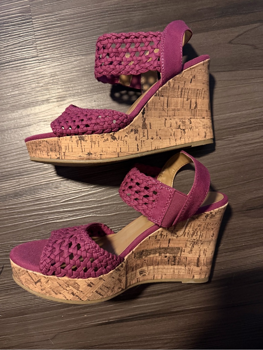 Maurices Beverly woven wedge sandals in purple women’s size 9 NWOT